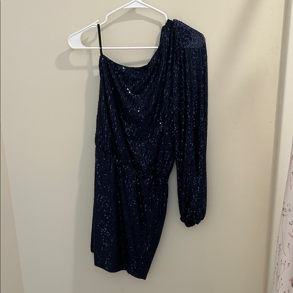 Windsor Sparkling Navy One-Shoulder Dress